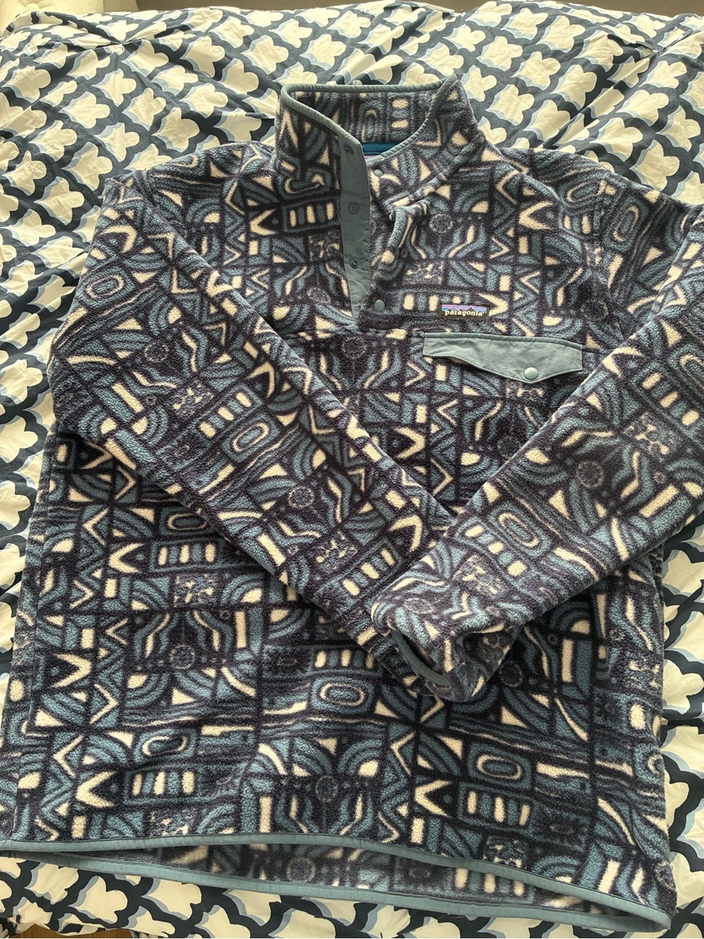 Patagonia Blue Patterned Synchilla Fleece Pullover